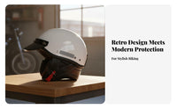 Japanese Design Bowl Helmet 3C Certified Retro Half Helmet Quick Release Buckle Guard Headwear for Cruiser Riders, Summer Riding, City Commuting