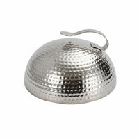 Heat-Resistant Handle Teppanyaki Grill Lid Uncoated Hammered Dome Cover Multipurpose Stainless Steel Food Dome Dust and Fly Protection for Restaurant