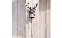 Vintage Deer Head Wall Bell Farmhouse Rustic Entry Chime with Pull Cord Heavy Duty Cast Iron Door Bell Metal for Homeowners