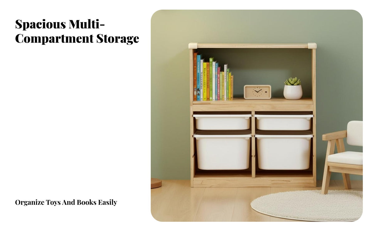 2-in-1 shelf uni-tand Cabinet Rolling Toy Storage Bench Large Capacity children's Furniture Multi-Functional Room Organizer child-safe Design for children, young children, Parents, Playroom, Nursery, Bedroom, Classroom