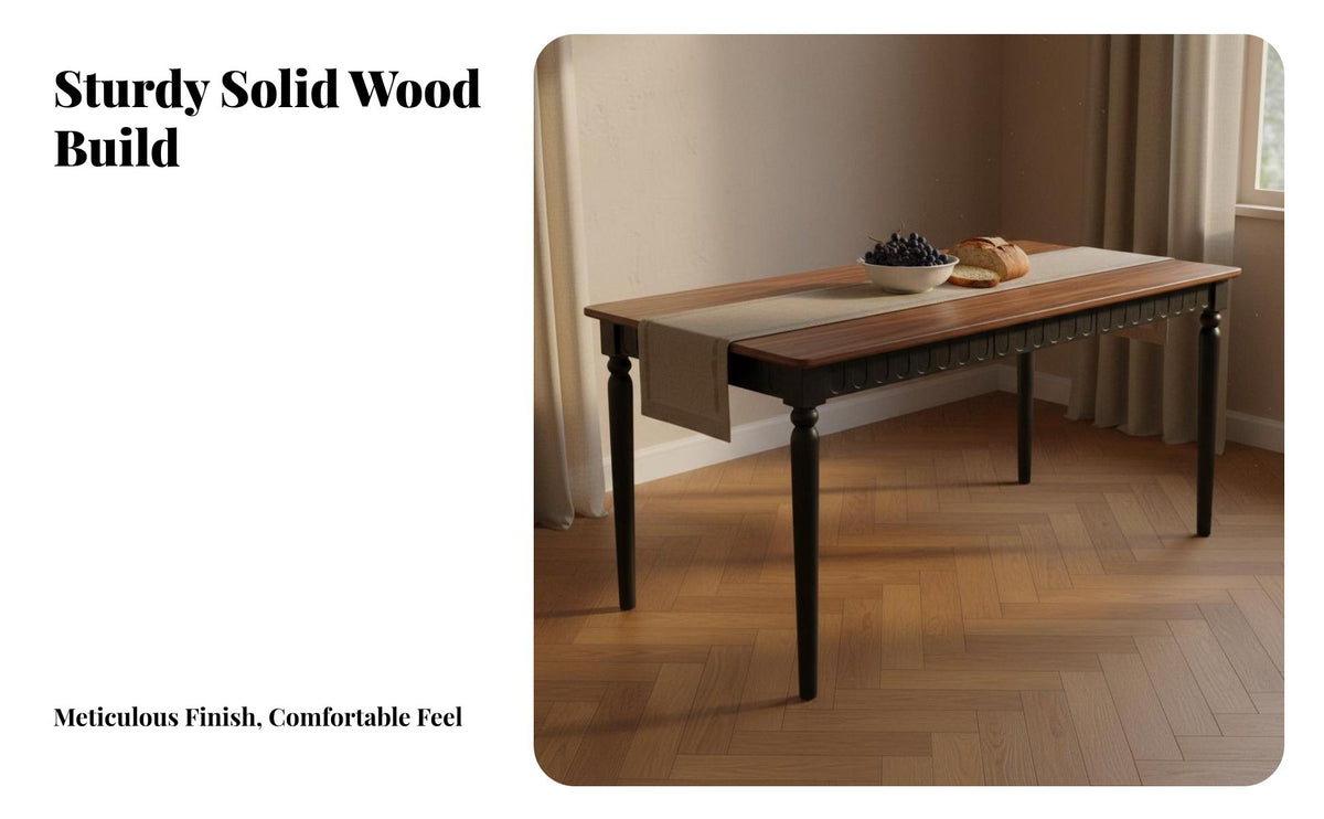 Solid Wood Dining Set Retro Design Rectangular Dining Table and Chairs Easy to Clean Rectangular Kitchen Table Set for Families, Homeowners, Apartment