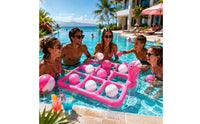 Interactive Inflatable Flamingo Toss Game Screen-Unplugged Pool Buoyant Mat with Toss Game Lightweight Toss and Toe Toe Pool Buoyant Mat Outdoor for Children, Adults