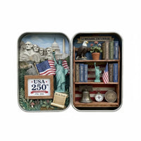 Commemorative Edition USA 250th Anniversary 3D Miniature Display Portable Design Pocket Tin 3D Miniature Display Intricate Details 3D Miniature Scene Tin Unique Gift for Collectors, Desktop, Bookshelf, Display Cabinet