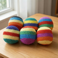 6 Pieces Crochet Hacky Sack Colorful Hacky Sack Crocheted Footbag Soft Juggling Footbag Textured for Beginners, Hand Tossing