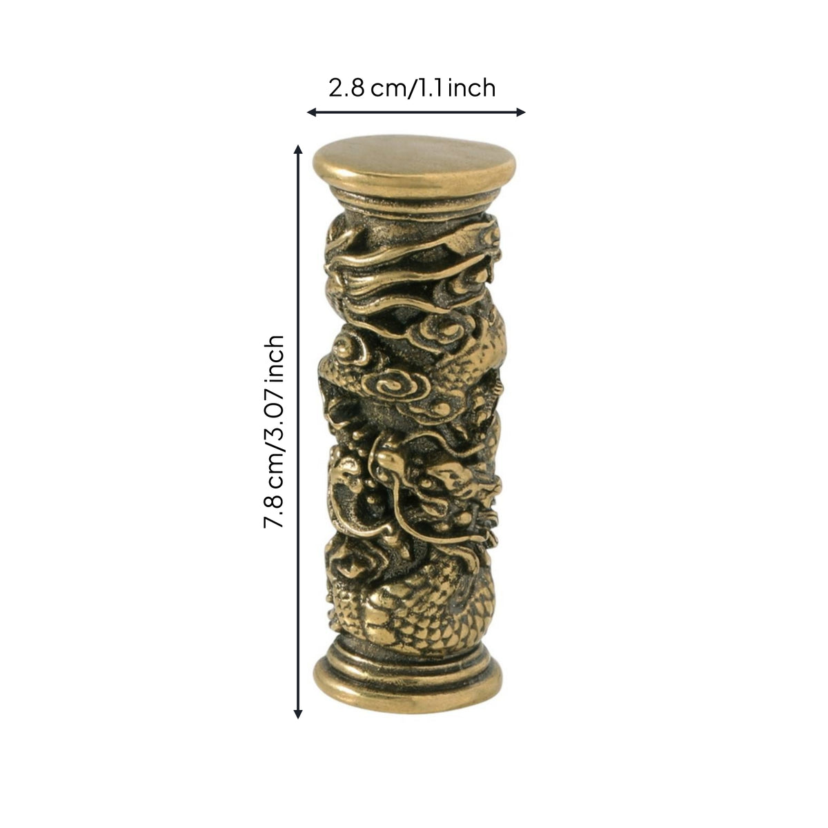 Dragon Pillar Ornament with Raised Design Antique Style Pillar Carving Miniature Ornament for Desk