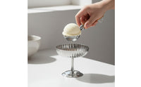 Stemmed Dessert Bowl Polished Stainless Steel Bowl with Pedestal Shatterproof Fluted Dessert Dish for Hosts, Cafes, Home Entertaining, Dinner Parties