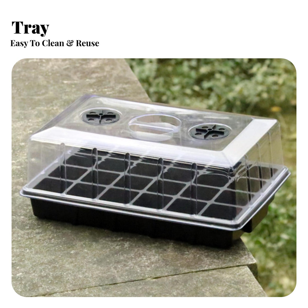 24 Starter Tray Transparent Lid Starter Tray with Dome Reusable Mini Greenhouse Propagator for Gardeners