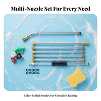 7 Pieces 5 Color-Coded Nozzles Car Wash Water Extension Rod Includes Multiple Nozzle Tips Pressure Washer Extension Wand Kit
