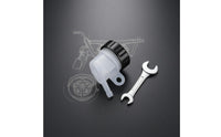 Ribbed Screw Cap Motorcycle Brake Reservoir Translucent White Master Cylinder Reservoir Mounting Tab Brake Fluid Reservoir Angled Outlet Nozzle