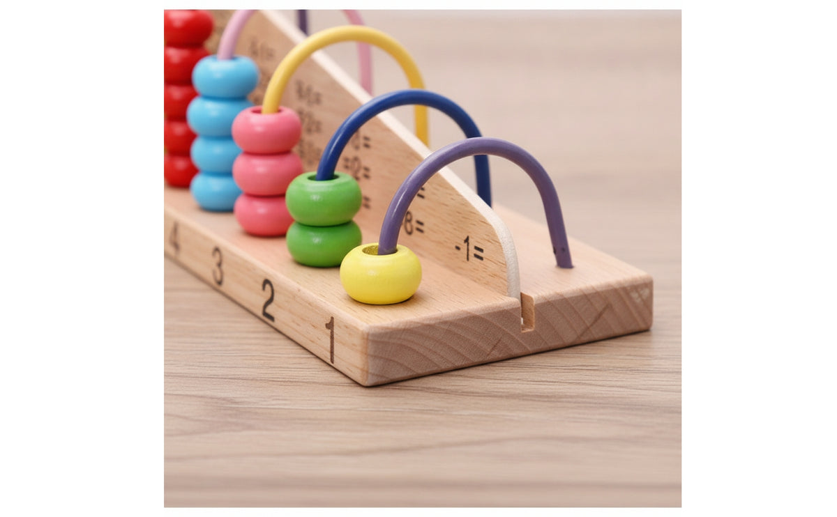 Wooden Abacus Educational Counting Frame Hands-on Abacus with Wire Rows for Preschoolers, Young Children, Homeschool, Classroom