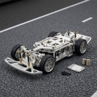 RC Chassis with Steering Gear 1:28 Scale Car Frame Metal for Drifting, Builders