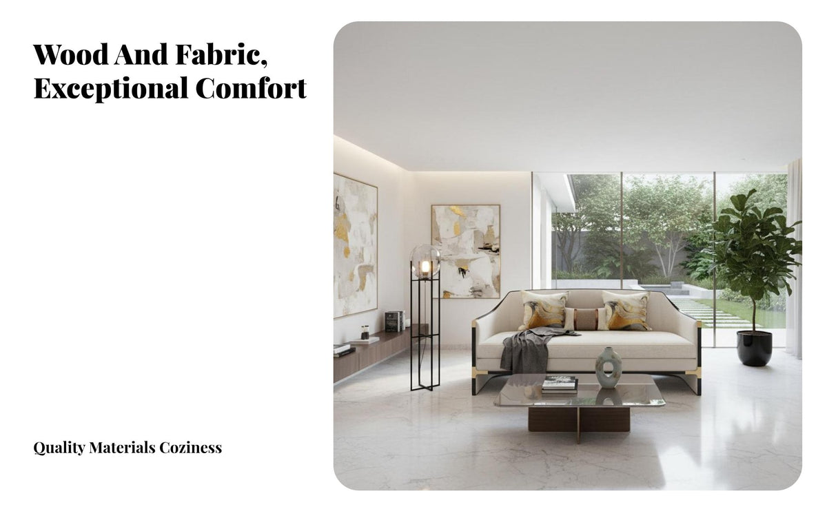 Modern Oriental Design Upholstered Wooden Frame Sofa Set Light Luxury Aesthetic Living Room Furniture Minimalist aesthetic Couch Collection Padded Cushions for Homeowners, Families, Interior Designers, Villa, Lounge Area, Hotel Lobby, Reception Hall