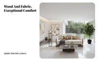 Modern Oriental Design Upholstered Wooden Frame Sofa Set Light Luxury Aesthetic Living Room Furniture Minimalist aesthetic Couch Collection Padded Cushions for Homeowners, Families, Interior Designers, Villa, Lounge Area, Hotel Lobby, Reception Hall