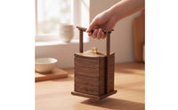Wooden Storage Box with Handle Wooden Snack Box with Lid Rustic Tea Storage Chest for Hosts