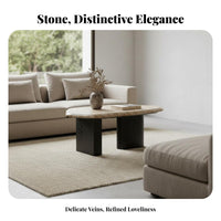 Sculptural Low Table Wabi-Sabi Aesthetic Bean-Shaped Coffee Table Natural Aesthetic Irregular Shape for Apartment Dwellers
