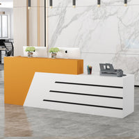 Modern Reception Desk Easy to Clean Cashier Checkout Counter Scratch Resistant High Gloss Front Desk for Receptionists, Store Owners, Company Entrance