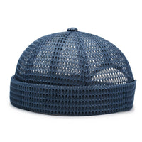 Mesh Skullcap Breathable Mesh Hat with Folded Band Netted Beanie Lightweight Brimless Hat Open-Knit for Men