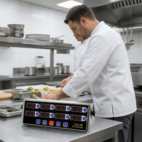 Countertop 8-Channel Digital Kitchen Timer Compact 8-Channel Kitchen Timer Metal Power-Cord-Operated for Bakers, Chefs, Commercial Kitchens, Bakeries, Restaurants
