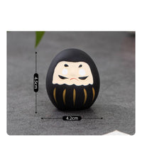 Stylized Face Daruma Figurine Matte Finish Daruma Doll Cartoon-Style Ceramic Figurine Display Piece