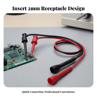 2 Pieces Universal Type 2mm Plug Test Hook Push-in Connection Multimeter Test Hook Lead Non-Slip Grip for Students, Testing Facility Oratory