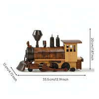 Wooden Train Model Carved Steam Locomotive Model Rustic for Office, Collectors