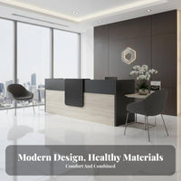Thickened Desktop Office Personnel Desk Scratch Resistant Modern Reception Desk Long-Lasting Construction Two-Tier Reception Counter Easy to Clean for Receptionists, Business Owners, Company Entrance, Retail Shop, Checkout Area, Medical Office