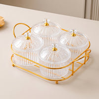 Easy to Clean Divided Serving Tray with Lid and Handle Tabletop Divided Snack Tray with Lid Portable Platter Clear for Coffee Table, Living Room