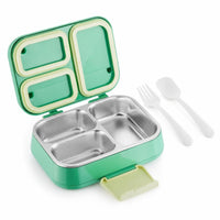 Leakproof Lunch Box with Stainless Steel Liner Compact Divided Lunch Container Portable Food-Grade for Adults, Students, Office, Travel