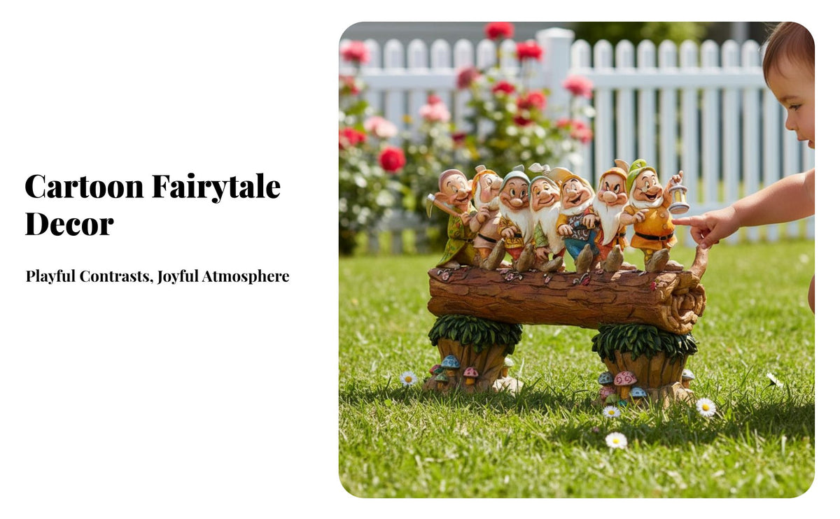 Group of Dwarf Figures Garden Ornament Weather-Resistant Group of Dwarf Figures Figurine Cute Design Resin Fairy Tale Ornament for Gardeners, Adults