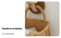 Wall Storage Basket with Handle Multi-Functional Imitation Rattan Wall Basket Home Organization Sturdy PP Material Versatile