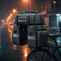 Reflective Strips 3 in 1 Bike Pannier Set Water Repellent Detachable Bike Rear Rack Bag Convertible Bike Backpack Pannier for Commuting