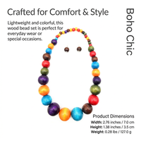 Orange Wood Bead Necklace Set, Original Design Geometric Round Earrings, Autumn 2021 Fashion Jewellery