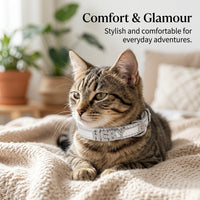 Leather Pet Collar, Universal All Seasons Neckwear, Bling Diamond Accessory, Shiny Decorative Leash, Fashionable Animal Gear