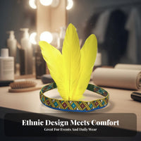 Feather Headdress Eye-Catching Design Tribal Feather Headpiece Adjustable Plume Headband for Entertainers, Dancers, Halloween, Stage Shows, Festivals