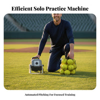 Adjustable Speed and Angle Automatic Baseball Pitching Machine Portable Solo Baseball Practice Tool Steady Pitches Batting Practice Tool Stable Base for Young Players, Beginners, Backyard