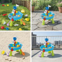Outdoor Pirate Ship Water Table Plastic Water and Sand Table Interactive Sensory Playset Summer for Toddlers, Backyard