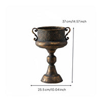 Trophy Vase Antique Finish Plant Pot Ornate Hold Foundation Decor for Photo Studio, Tabletop Display