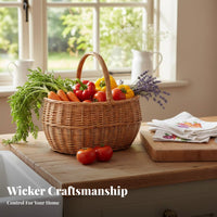 Round Woven Basket adaptable Fruit Bowl sturdy for Dining Table, Home Cooks