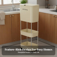 Kitchen Trash Can with Shelves Wet-Dry Separation Rolling Kitchen Cart Large Capacity Rolling Utility Cart for Pantry, Lavatory