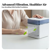 Portable Mini Air Chiller Humidifier Function Mini Air Conditioner Fan Three-Fan Speeds Desktop Water Cooling Fan for Office Workers, Students