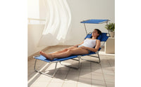 Foldable Design Folding Chaise Lounge Anti-Slip Feet Portable Tanning Chair Removable Pillow Lay Flat Beach Lounger Heavy Duty for Patio, Balcony, Poolside
