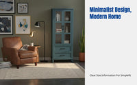 Hardwood Display Cabinet, Glass Door, Multifunctional Storage, Modern Minimalist, Living Room Wall Cabinet