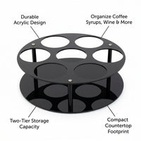 Coffee Syrup Rack Organizer, Round Clear Acrylic Bottle Storage Kitchen Organization Liquor Display Shelf, Holder for