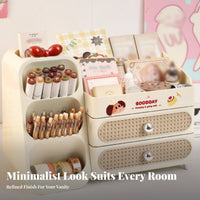 Large Capacity Cosmetic Organizer with Drawers Compartmentalized Design Makeup Holder No Assembly Required Tabletop Storage for Dermatological Care Enthusiasts, Students, Gift Givers, Dressing Table, Bedroom, Bathroom Countertop, Dorm Room
