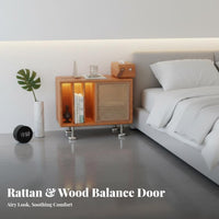 Rattan Woven Door Dog-Shaped End Table Playful creature Design Side Cabinet Multi-Purpose Home Furniture Narrow dimensions for Pet Lovers, Apartment Dwellers, Homeowners, Living Room, Bedroom, Entryway, Small Spaces