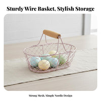Easter Egg Basket Versatile Metal Wire Basket Minimalist for Decorators, Hobby Farmers, Holiday Decoration, Gardening, Farmhouse