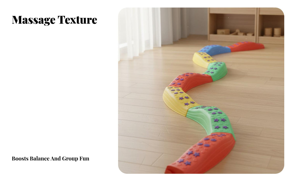 Learn Through Play Kids Balance Beam Set Non-Slip Base Balance Beam and Stepping Stones Easy Stackable Storage Sensory Stepping Stones Set Endless Configurations for Toddlers, Preschoolers, Children, Kindergarten, Indoor, Playroom, Living Room