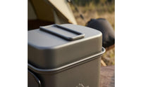 2 Pieces Folding Handles Square Camping Pot Matte Gray Nesting Cookware Set Mesh Storage Pouch Aluminum Camping Cookware Compact
