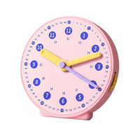 Built-in Stand Time Learning Tool 12/24 Hour Display Student Learning Clock Linked Hands Clock Model for Students, Kids, Classroom, Home School