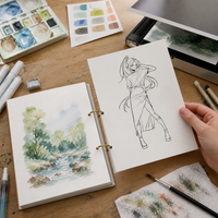 Thickened Sketchbook with Detachable Pages for Artists, A4/16K/32K Blank Drawing Paper